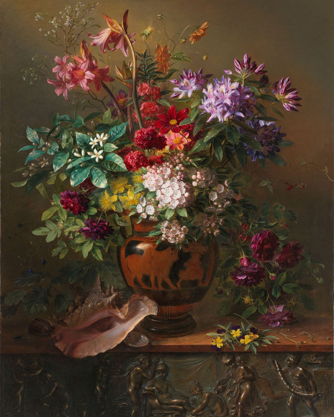 01.01.020 - Stilleven met bloemen in een Griekse vaas - Staand