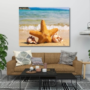 03.03.003 strand met zeester woonkamer sfeer liggend