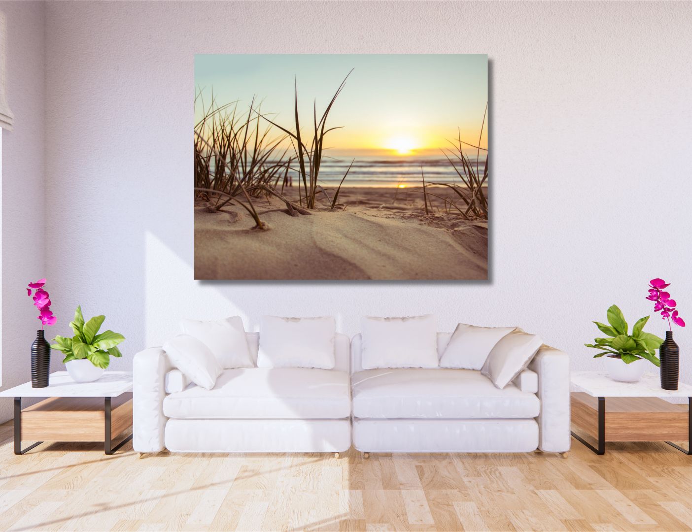03.03.011 zonsondergang op het strand woonkamer sfeer liggend