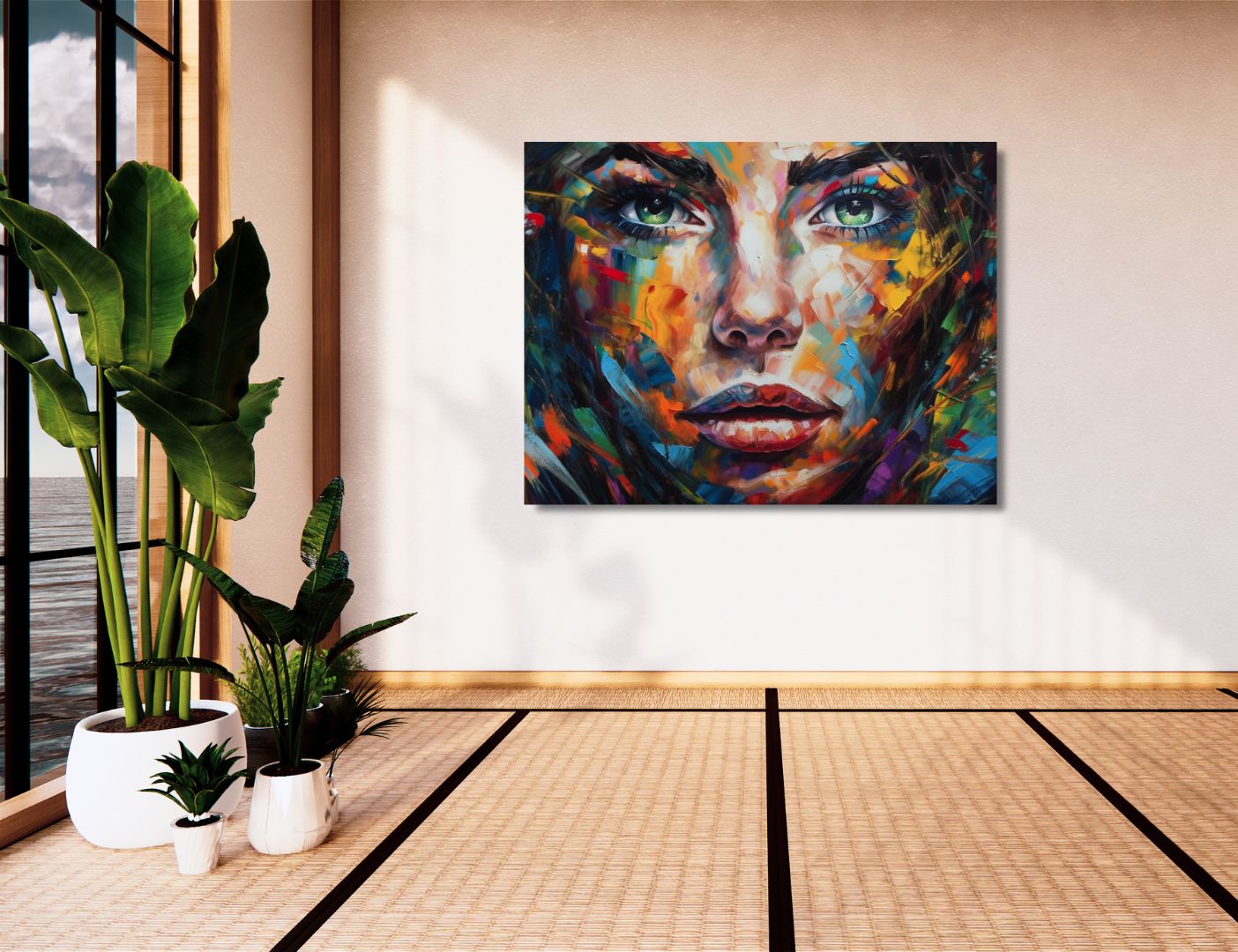 07.01.001 abstract colors paints woman liggend impressie