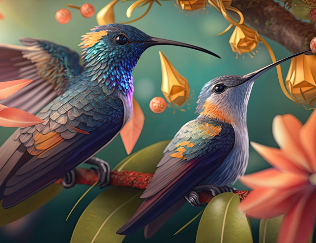 Fluitende vogels | AI Art, Dieren, Natuur, Wanddecoraties | SMUK